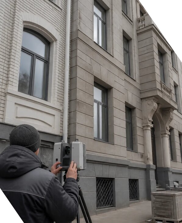 Лазерное сканирование фасадов зданий для обследования в Ирбите